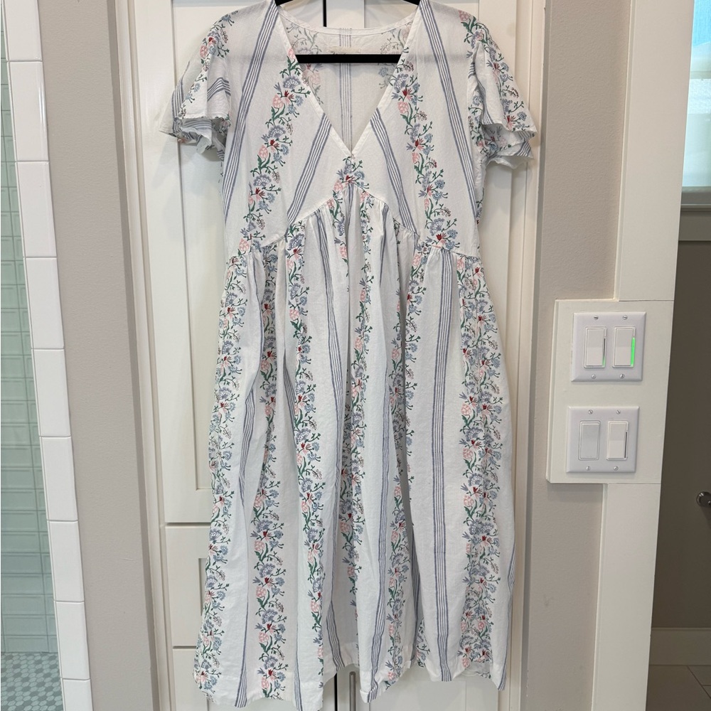 Daydress UK Block Print V-Neck Flutter Sleeve Midi Dress